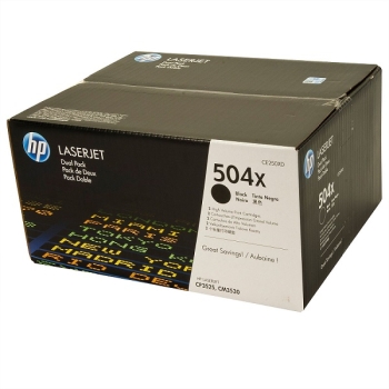 Toner HP 504XD [CE250XD] 2-pak, zestaw 2 tonerów, czarny, oryginalny | 2x 10500str.